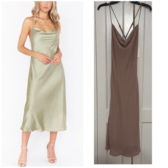 Show Me Your Mumu Verona cowl neck dress in a soft beige